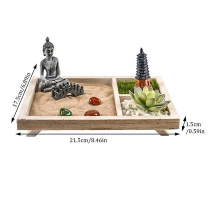 Jardin zen japonais miniature avec sable et figurines
