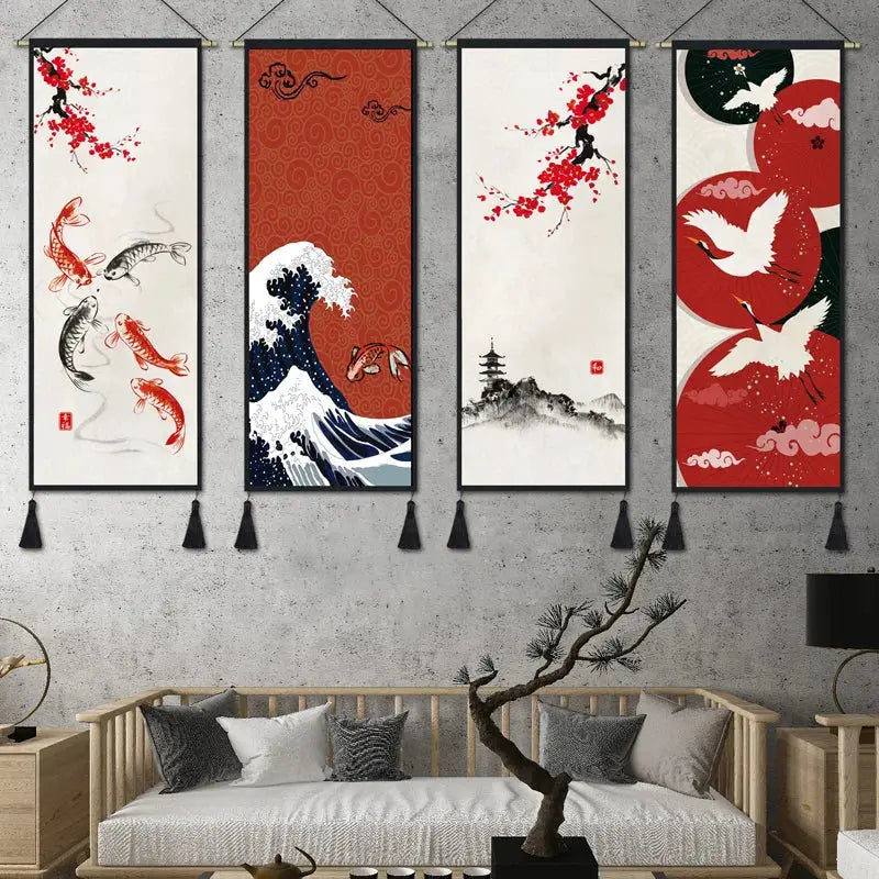 Kakemono japonais estampe traditionnelle décorative