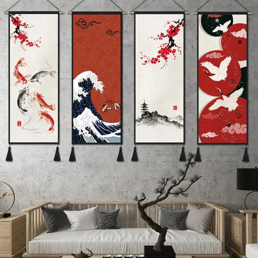 Kakemono japonais estampe traditionnelle décorative