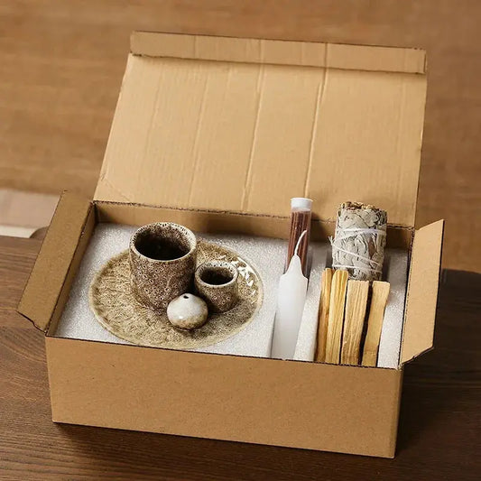 Kit céramique multifonction 4-en-1 pour bâtons encens, palo santo, sauge et bougie