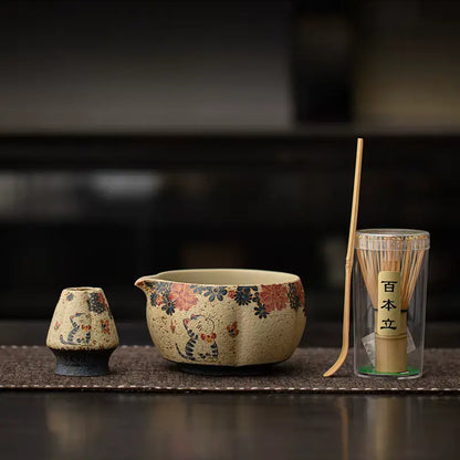 Kit complet matcha japonais bol céramique et bambou