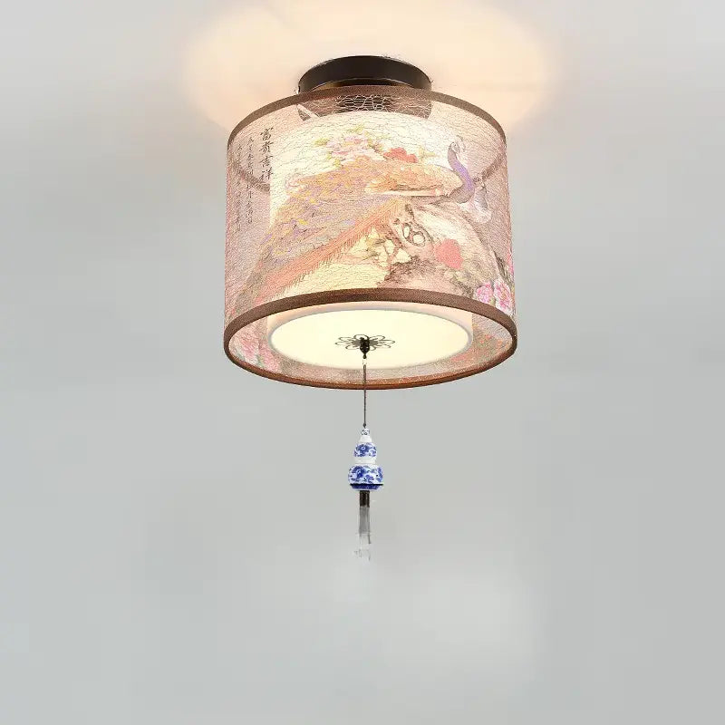 Lampe plafonnier asiatique lotus avec lumière douce