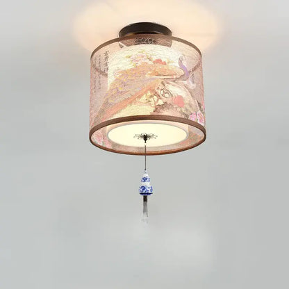 Lampe plafonnier asiatique lotus avec lumière douce