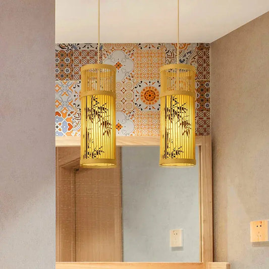 Lanterne japonaise en bambou suspension zen