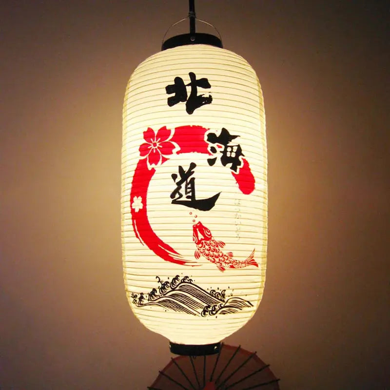 Lanterne japonaise imprimée saké et calligraphie