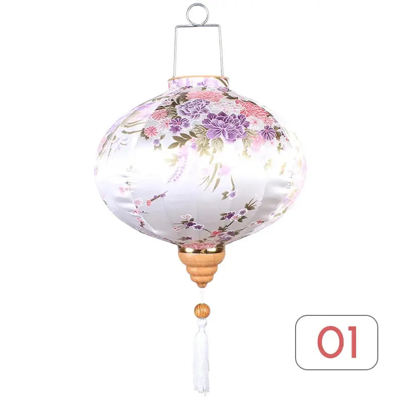 Lanterne japonaise en soie bleue élégante pour décoration murale