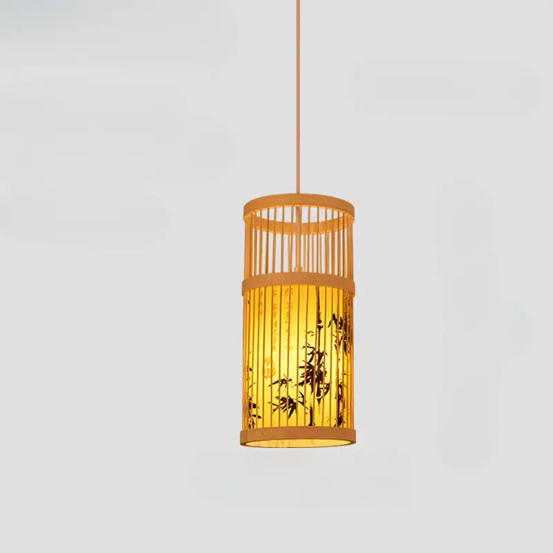Suspension lanterne japonaise zen en bambou naturel