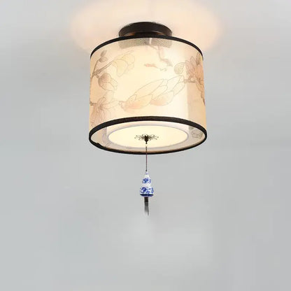 Luminaire de plafond asiatique décoratif avec lotus