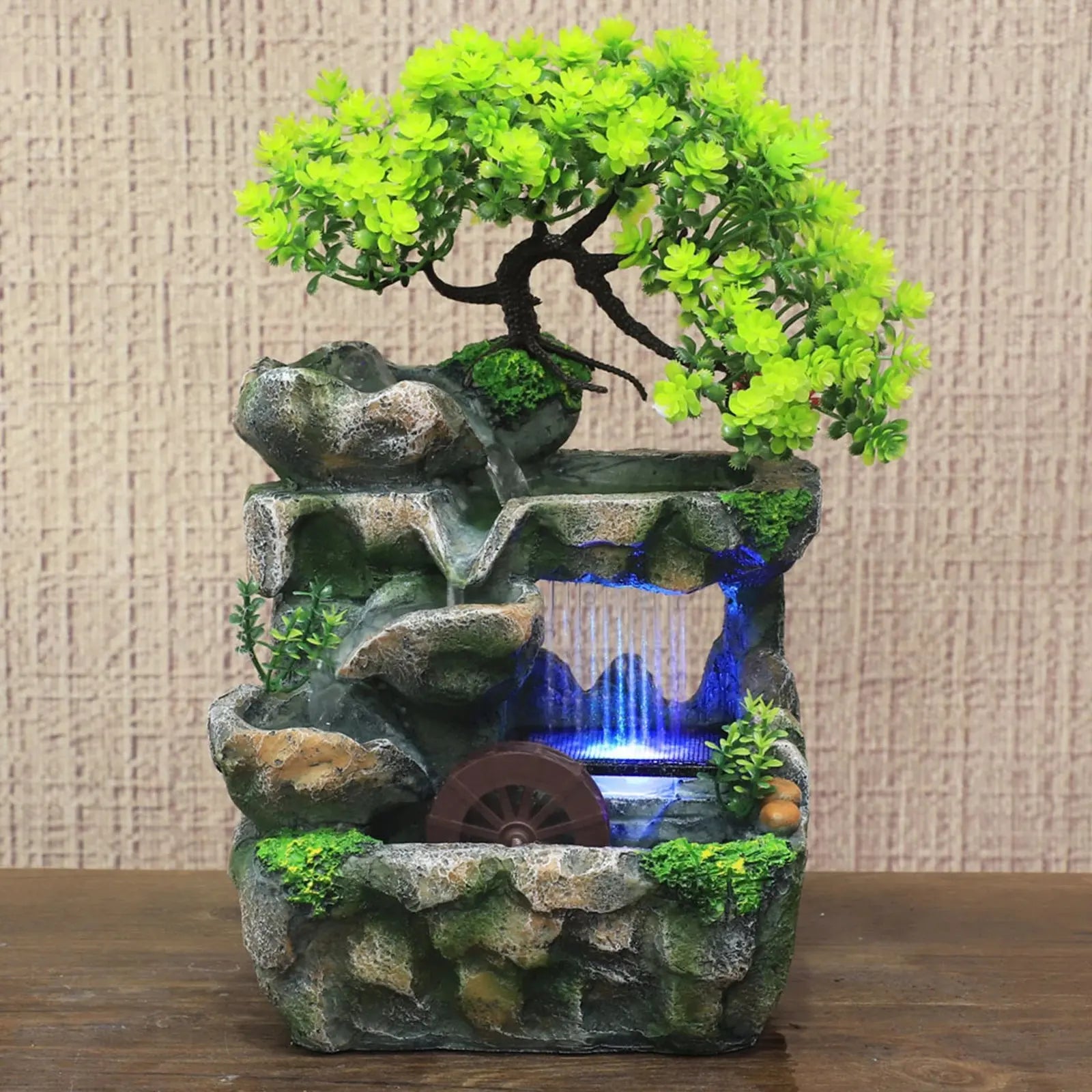 Fontaine d’intérieur zen miniature rocaille et arbre