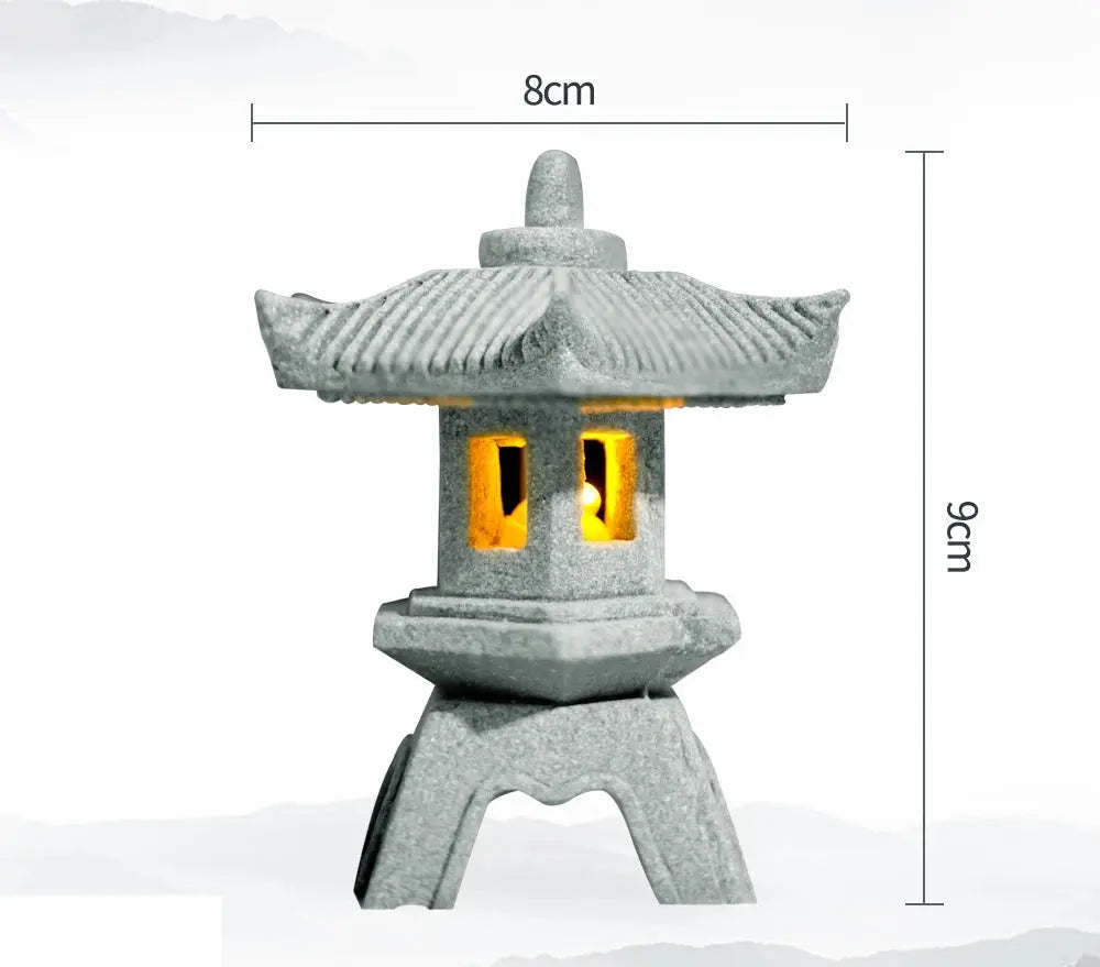 Pagode japonaise gris pierre pour terrasse et extérieur abrité, style temple asiatique