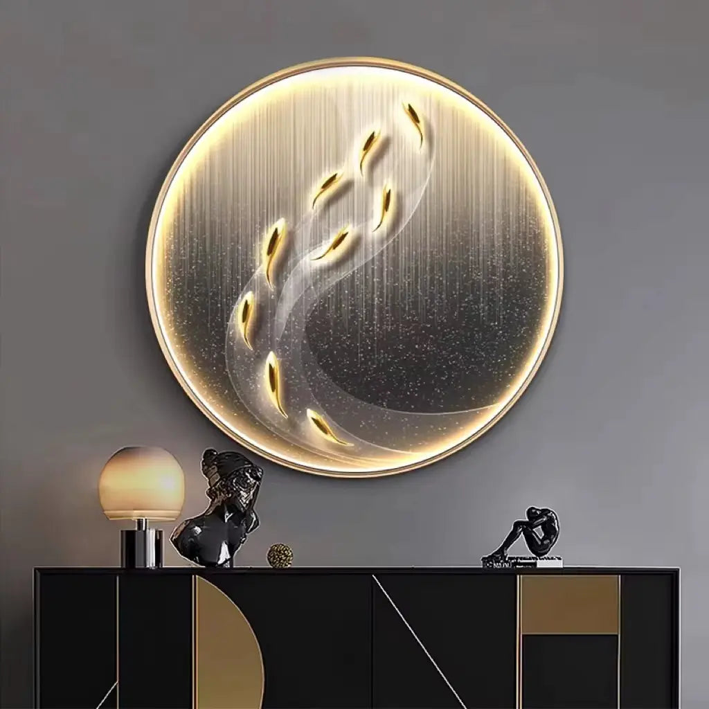 Panneau mural LED japonais avec poissons Feng Shui