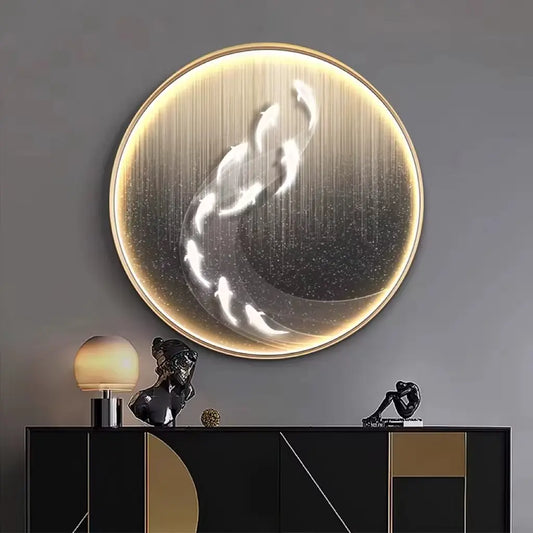 Panneau mural japonais LED cercle lumineux zen