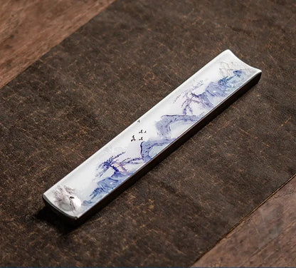 Porte-encens rectangulaire en céramique émaillée