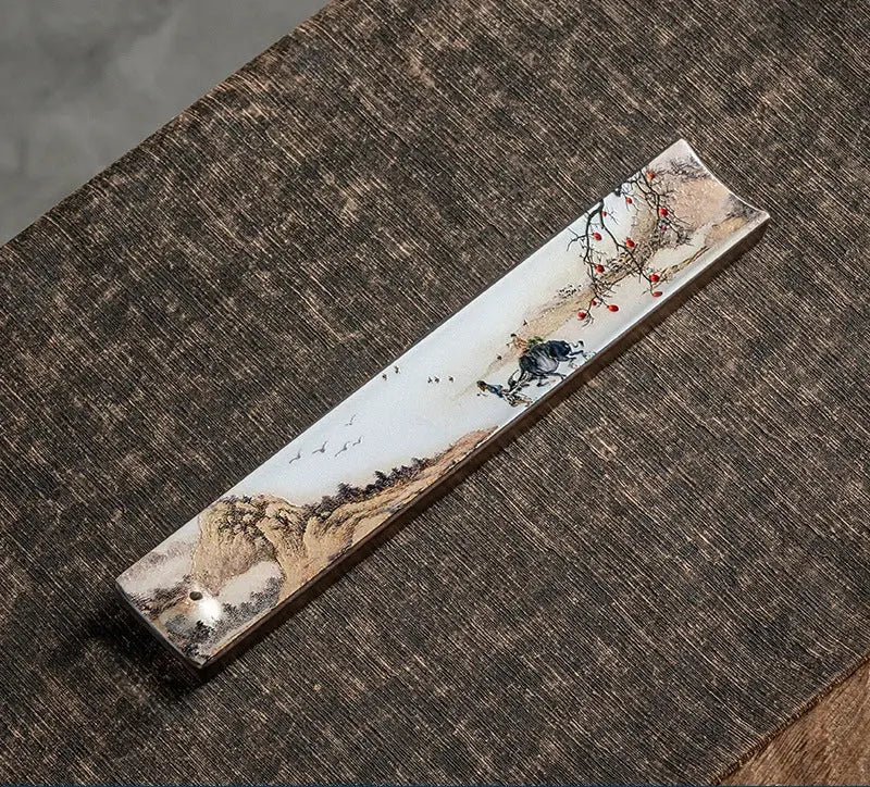 Porte-encens décoratif peint en céramique émaillée