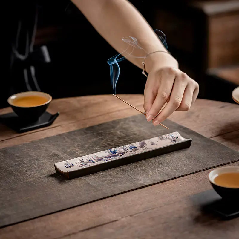 Porte-encens émaillé zen pour bâtonnets d’encens