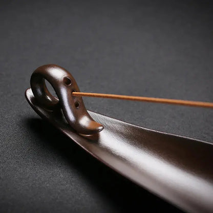 Porte-encens horizontal céramique artisanale, décoration zen bureau salon et chambre