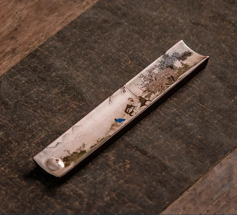 Porte-encens long en céramique émaillée pour maison zen