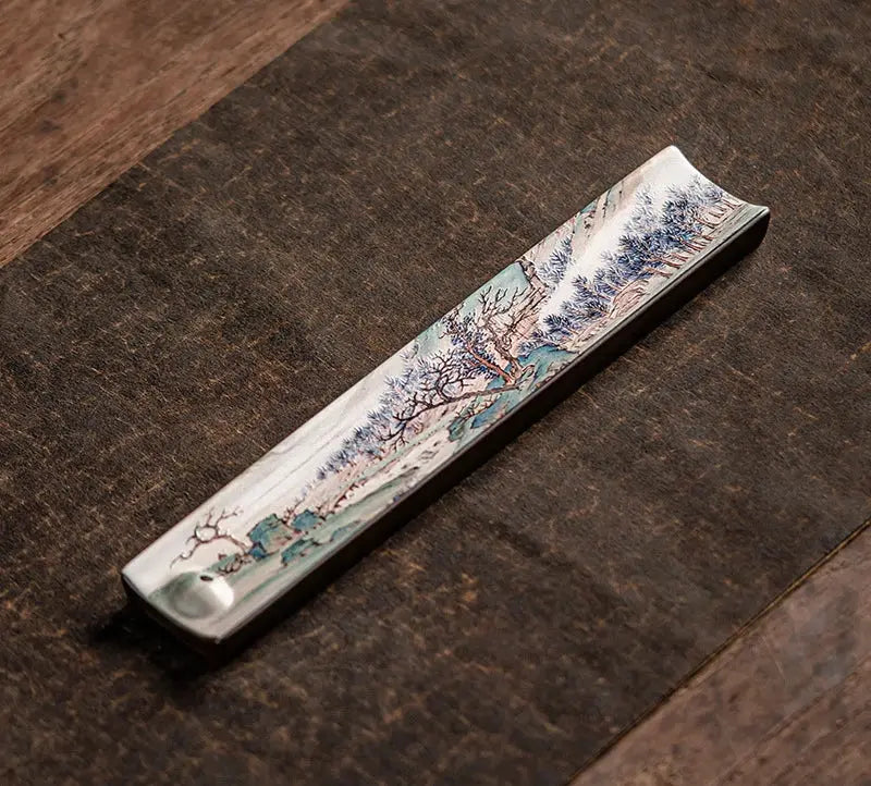 Porte-encens peint à la main en céramique artisanale