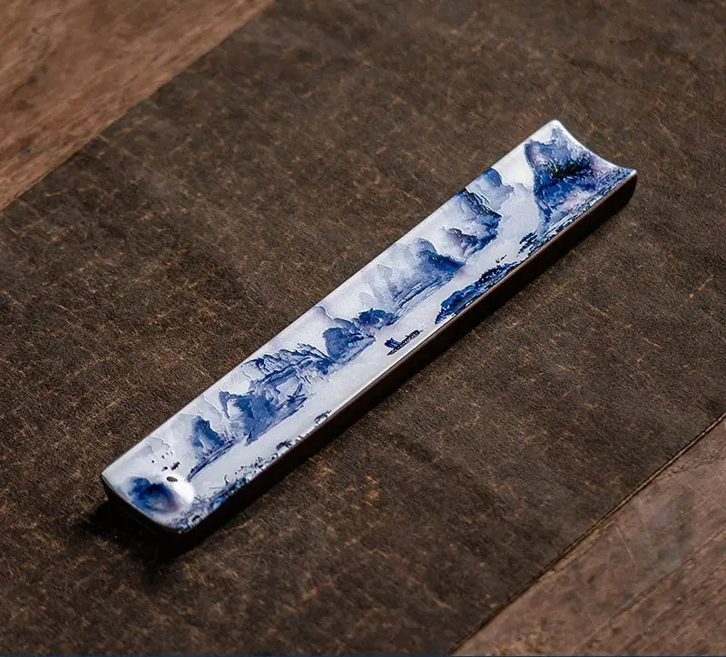 Porte-encens rectangulaire en céramique artisanale