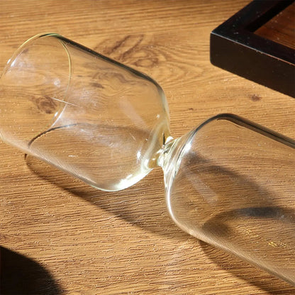 Porte-encens sablier verre effet cascade zen, socle lotus métal doré canal fumée intégré
