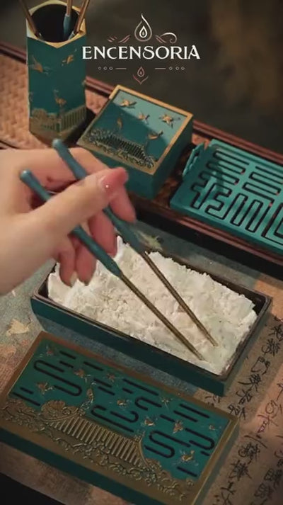 Coffret 11 Outils Encens Cuivre Bleu Brûlé Premium