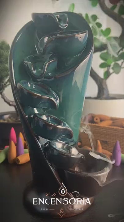 Porte-Encens Cascade Céramique Marron – Backflow Zen