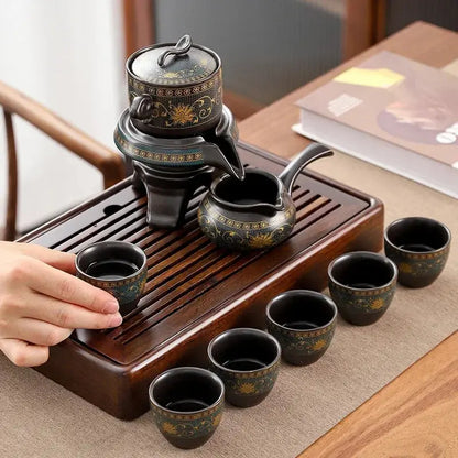 Service à thé Gongfu Cha en céramique décorée