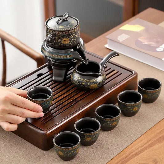 Service à thé Gongfu Cha en céramique décorée