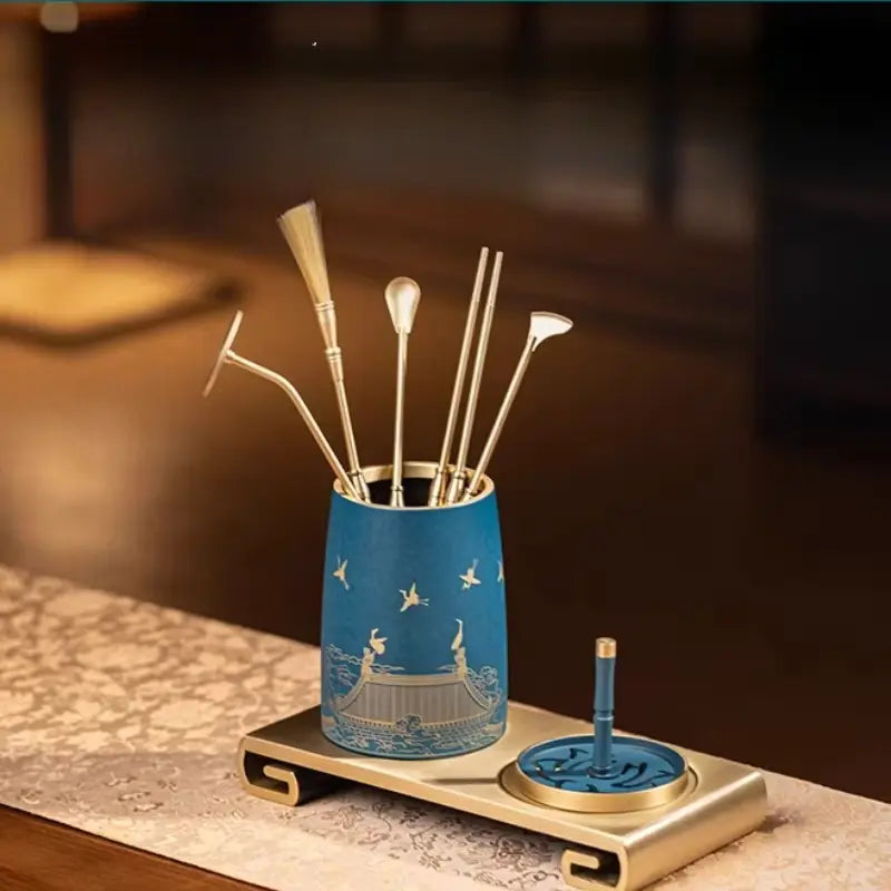 Ensemble d’accessoires en laiton pour méditation et encens