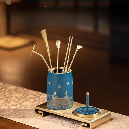 Ensemble d’accessoires en laiton pour méditation et encens