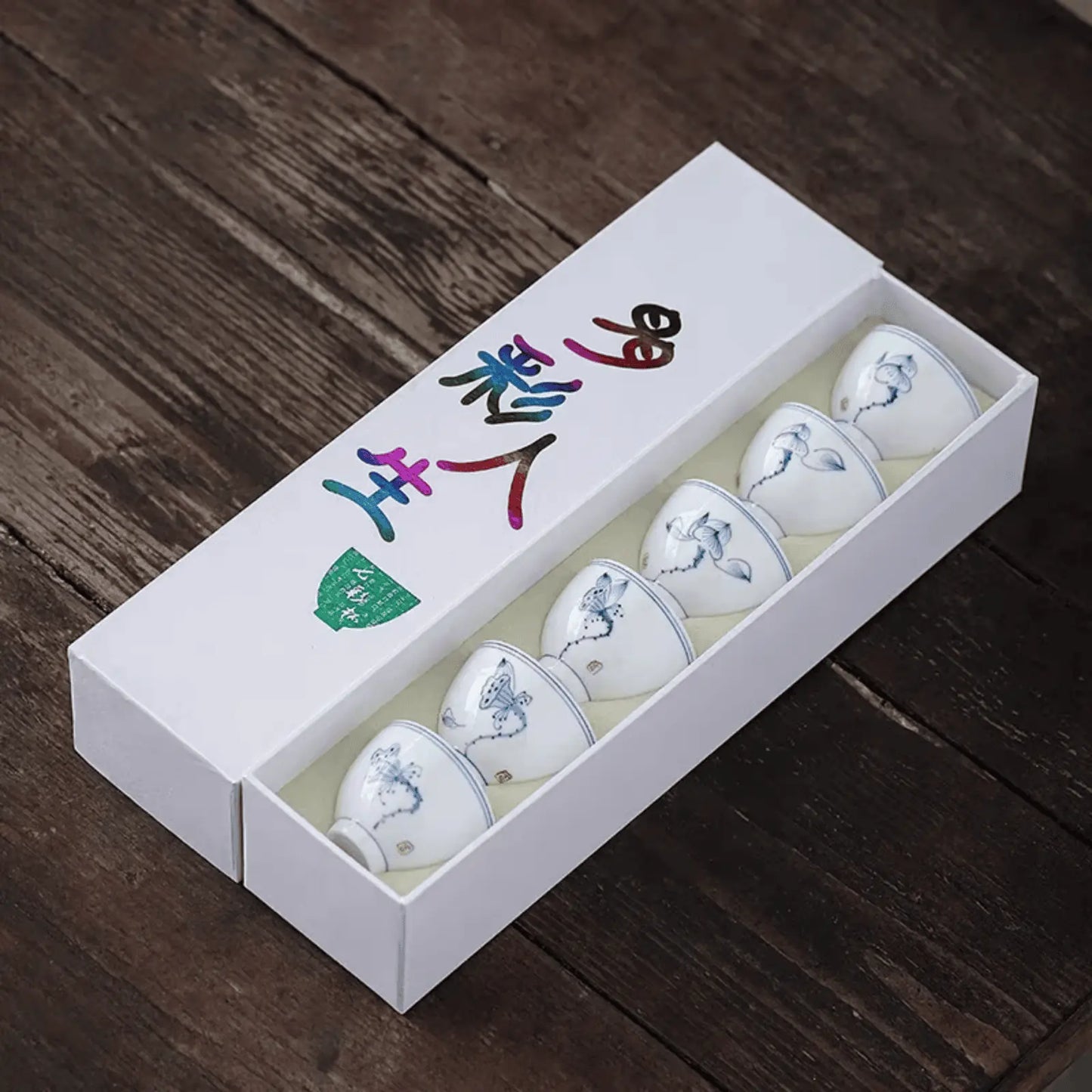 Set tasses cérémonie du thé porcelaine fine, 6 tasses 70ml dégustation groupe famille zen