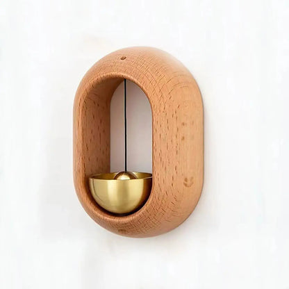 Sonnerie zen laiton naturel, cadeau original minimaliste noyer ou hêtre décoration
