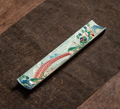 Support plat pour encens en céramique émaillée zen