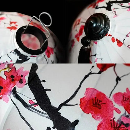 Suspension décorative soie asiatique zen, motifs floraux élégants bambou 30,5cm intérieur