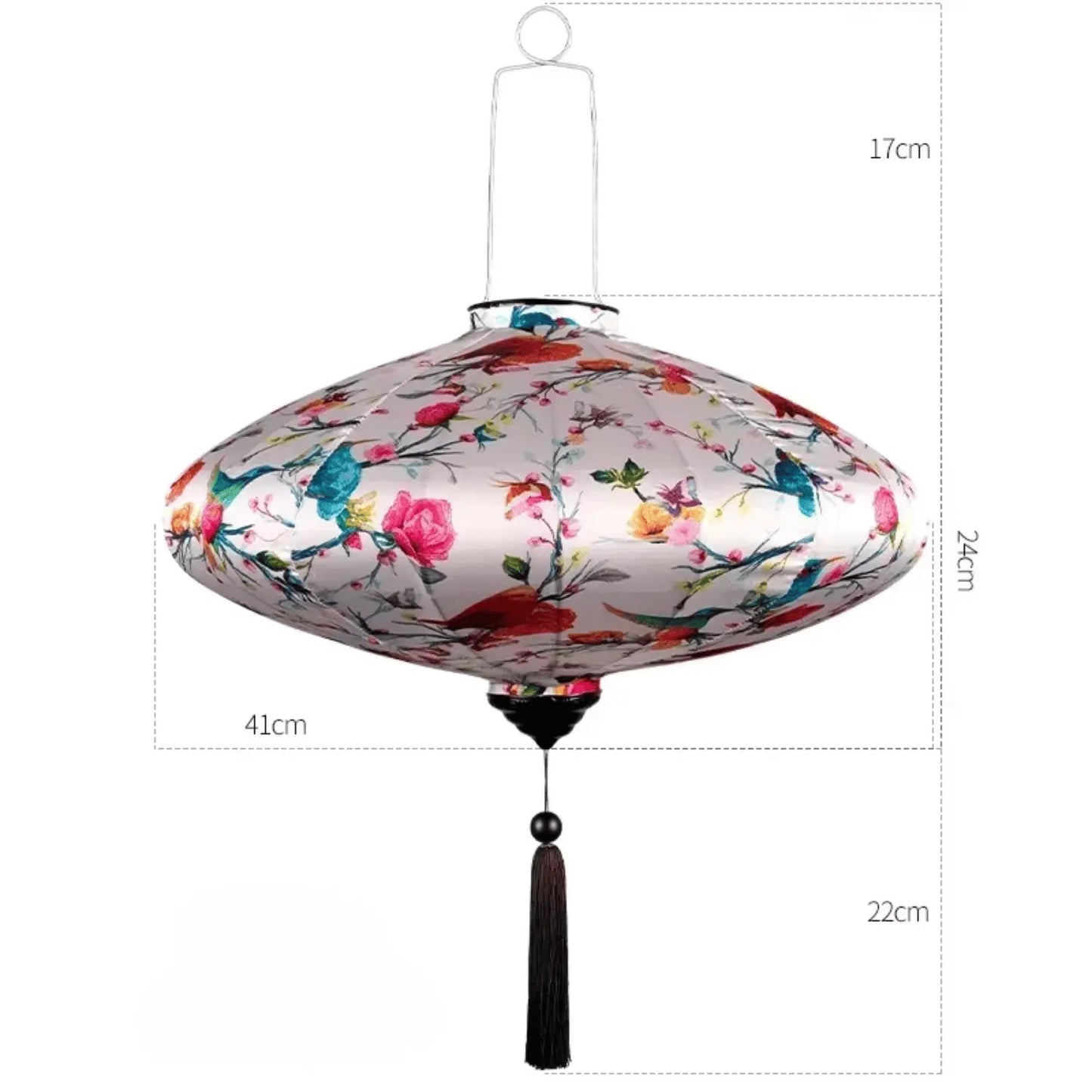 Suspension lanterne asiatique rétro intérieur, soie motifs floraux délicats décoration zen