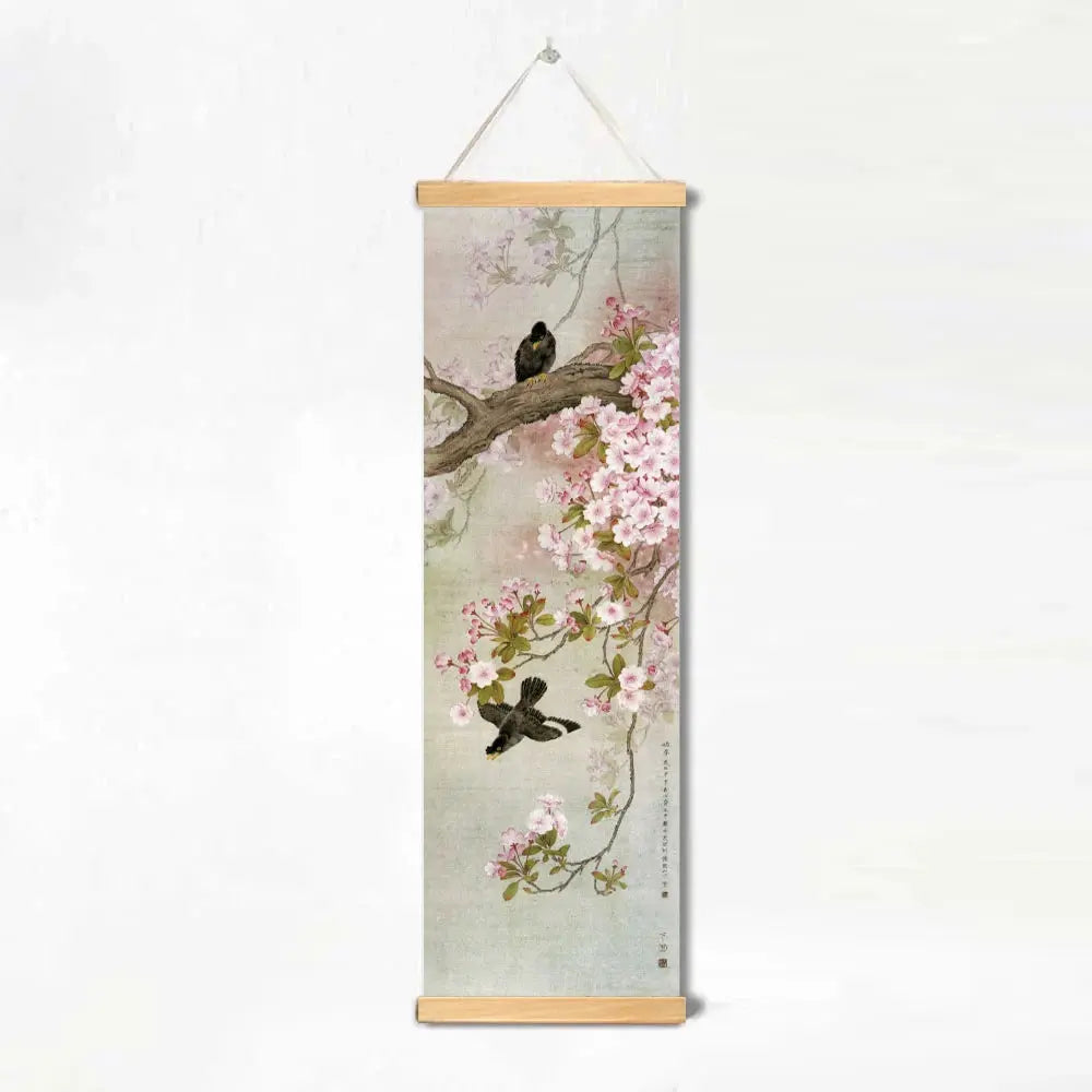 Tableau japonais traditionnel oiseaux et fleurs