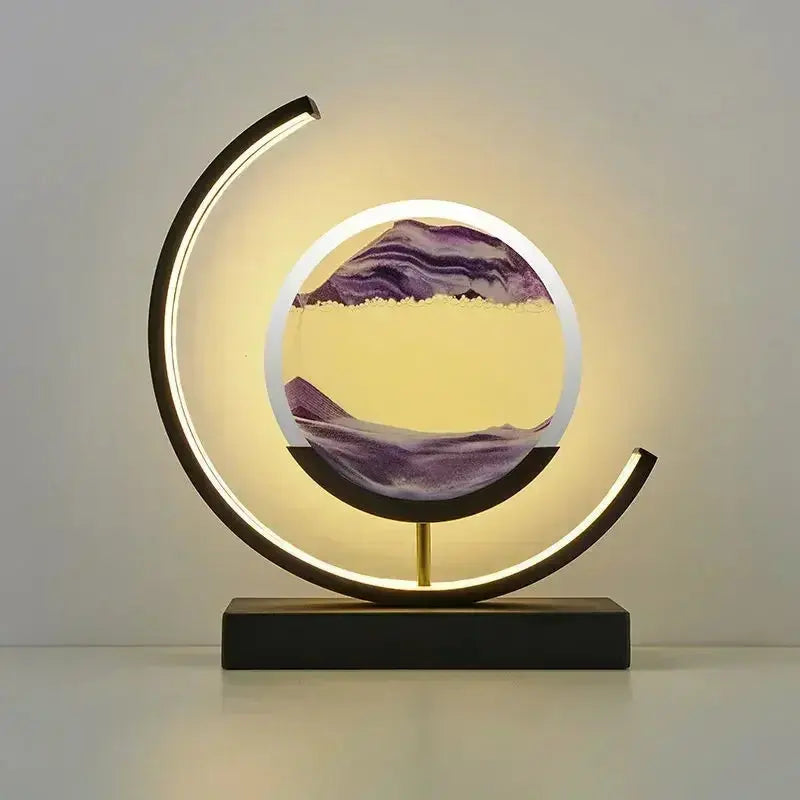 Tableau sable mouvant transformé en lampe LED Feng Shui