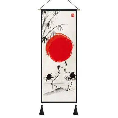 Tableau vertical japonais inspiré des estampes nippones