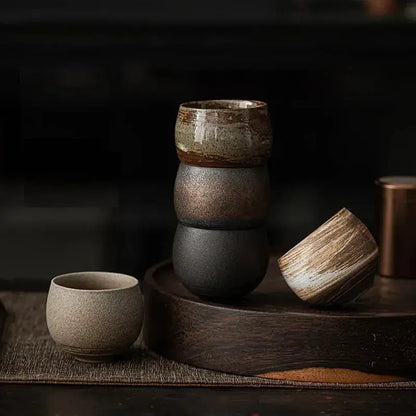 Tasse céramique wabi-sabi japonaise 80ml, porcelaine artisanale finitions irrégulières uniques