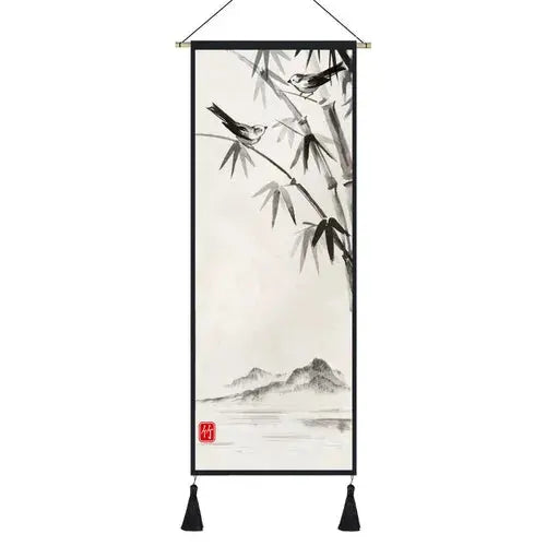 Tenture murale japonaise zen avec motifs traditionnels